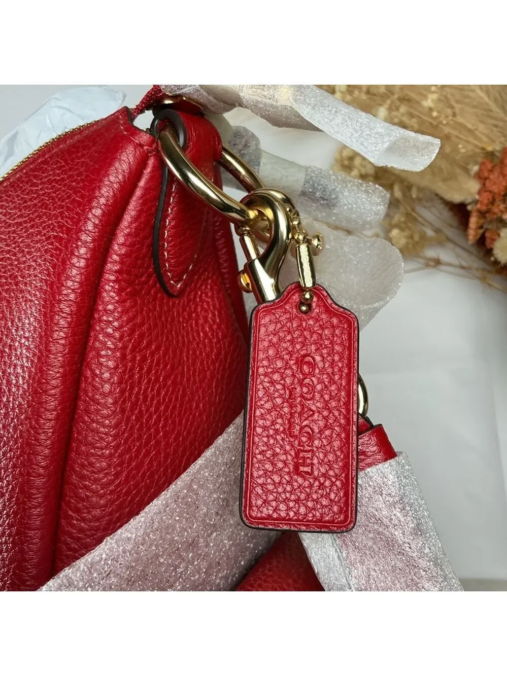 Coach Pennie Vibrant Red Leather Hobo Hand Shoulder Large Bag NWT‎